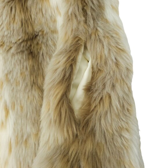 Grace Elements Faux Fur Vest Womens Size M Snow Leopard Brown Cream Boho - Picture 6 of 13